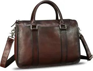 Genuine Leather Messenger Briefcase Bags for Men Vintage Real Leather Shoulder Purse Crossbody Bag Computer Laptop Bag