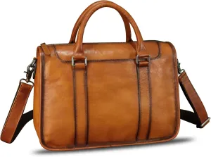 Genuine Leather Messenger Briefcase Bags for Men Vintage Real Leather Shoulder Purse Crossbody Bag Computer Laptop Bag