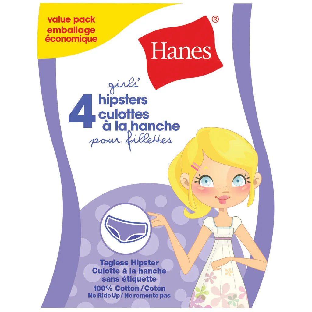 Girl's Hanes Hipsters (4 Pack)
