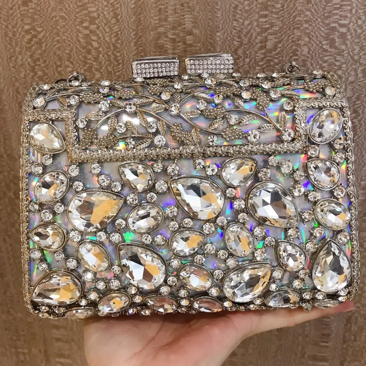 Glitter Crystals Women's Prom Evening Party Wedding Clutch Bag Clutch Purse Handbag Bridal Bag