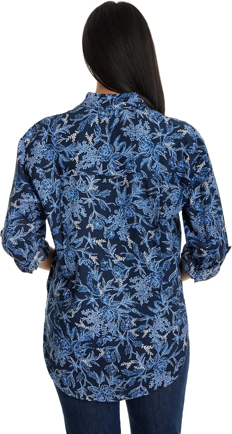 Gloria Vanderbilt Women's Amanda Oversized Button Down Shirt with Roll-tab Sleeves Standard
