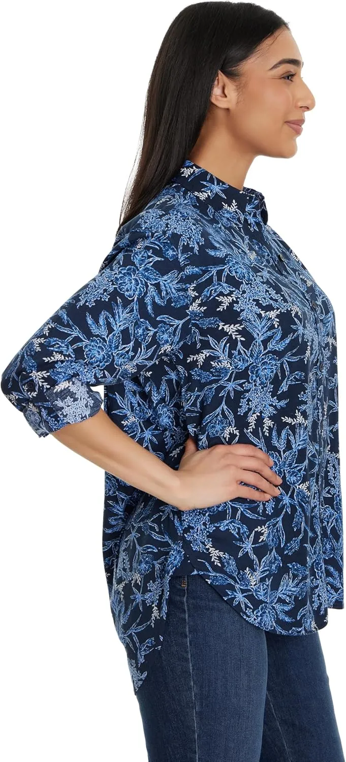 Gloria Vanderbilt Women's Amanda Oversized Button Down Shirt with Roll-tab Sleeves Standard
