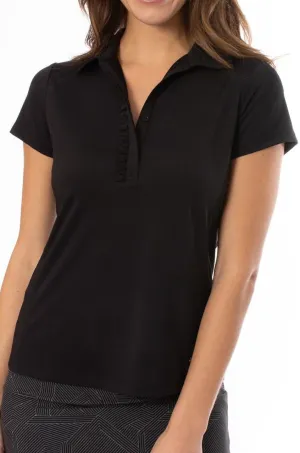 GOLFTINI Short Sleeve Ruffle Polo  Lightweight Stretch Golf & Tennis Shirt with UPF 30 , Moisture-Wicking