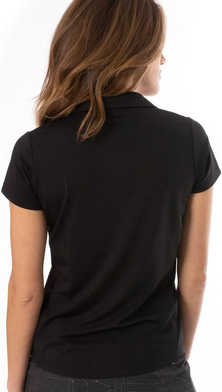 GOLFTINI Short Sleeve Ruffle Polo  Lightweight Stretch Golf & Tennis Shirt with UPF 30 , Moisture-Wicking