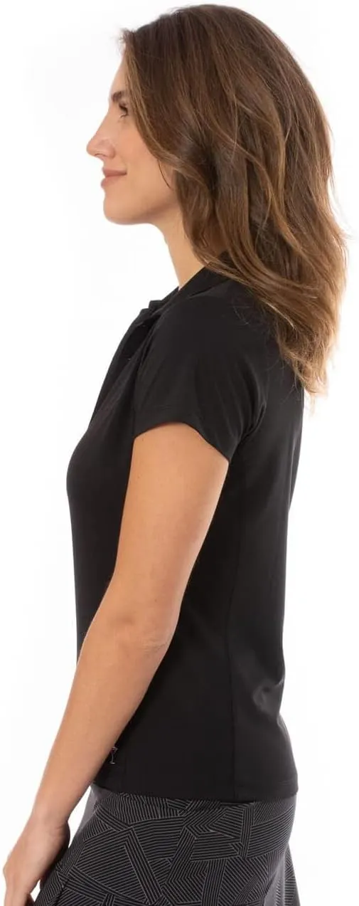 GOLFTINI Short Sleeve Ruffle Polo  Lightweight Stretch Golf & Tennis Shirt with UPF 30 , Moisture-Wicking