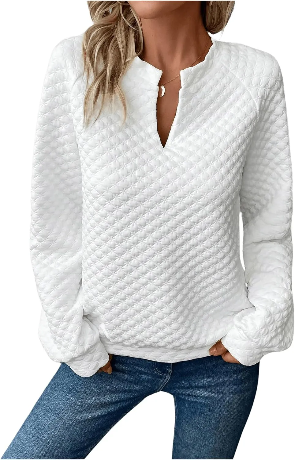 GORGLITTER Women's Notch Neck Sweatshirt Long Sleeves Pullover Tops
