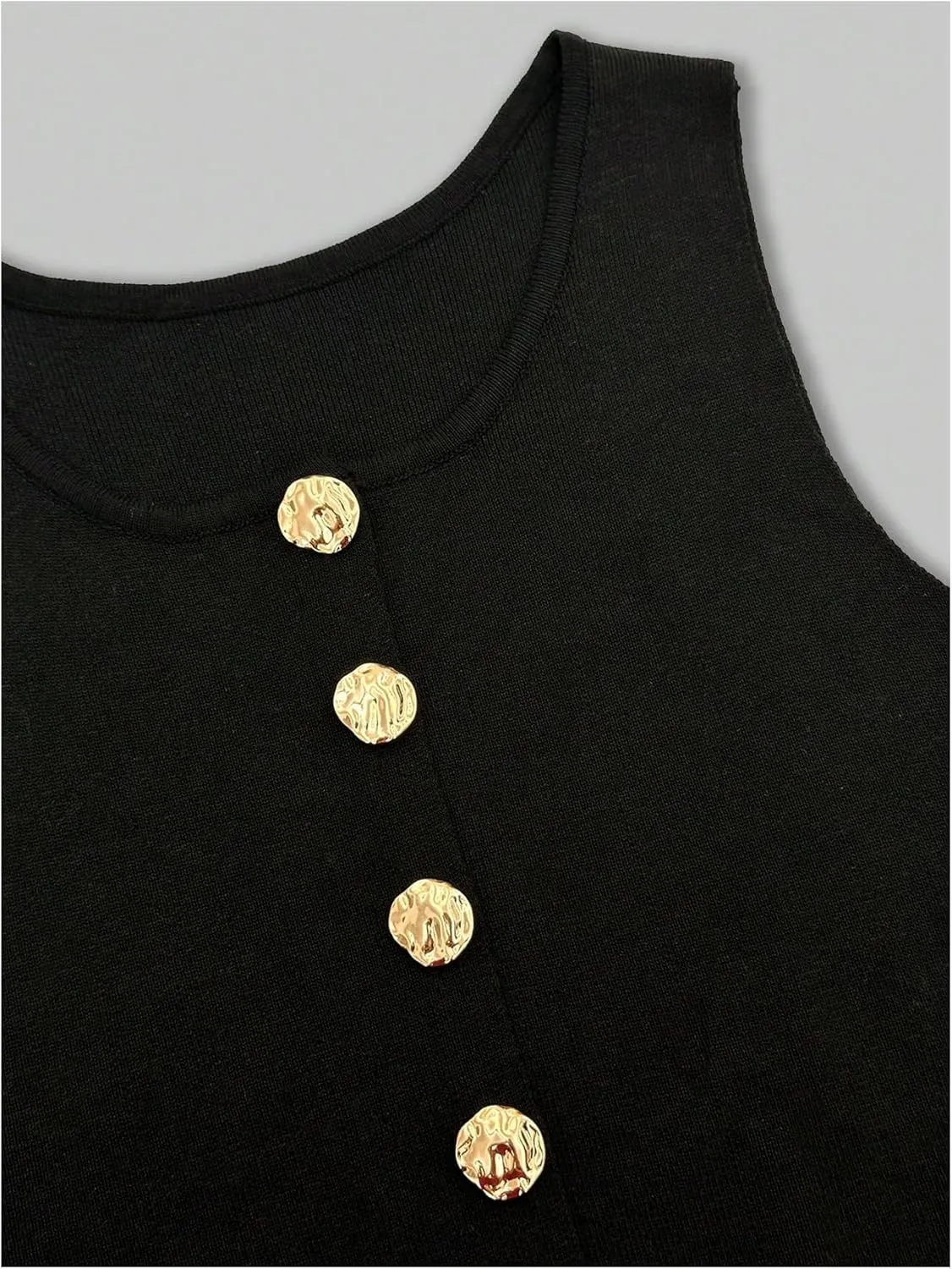 GORGLITTER Women's Sleeveless Metallic Knit Tops Fashion Vest Business Casual Cardigan Western Country Concert Outfits