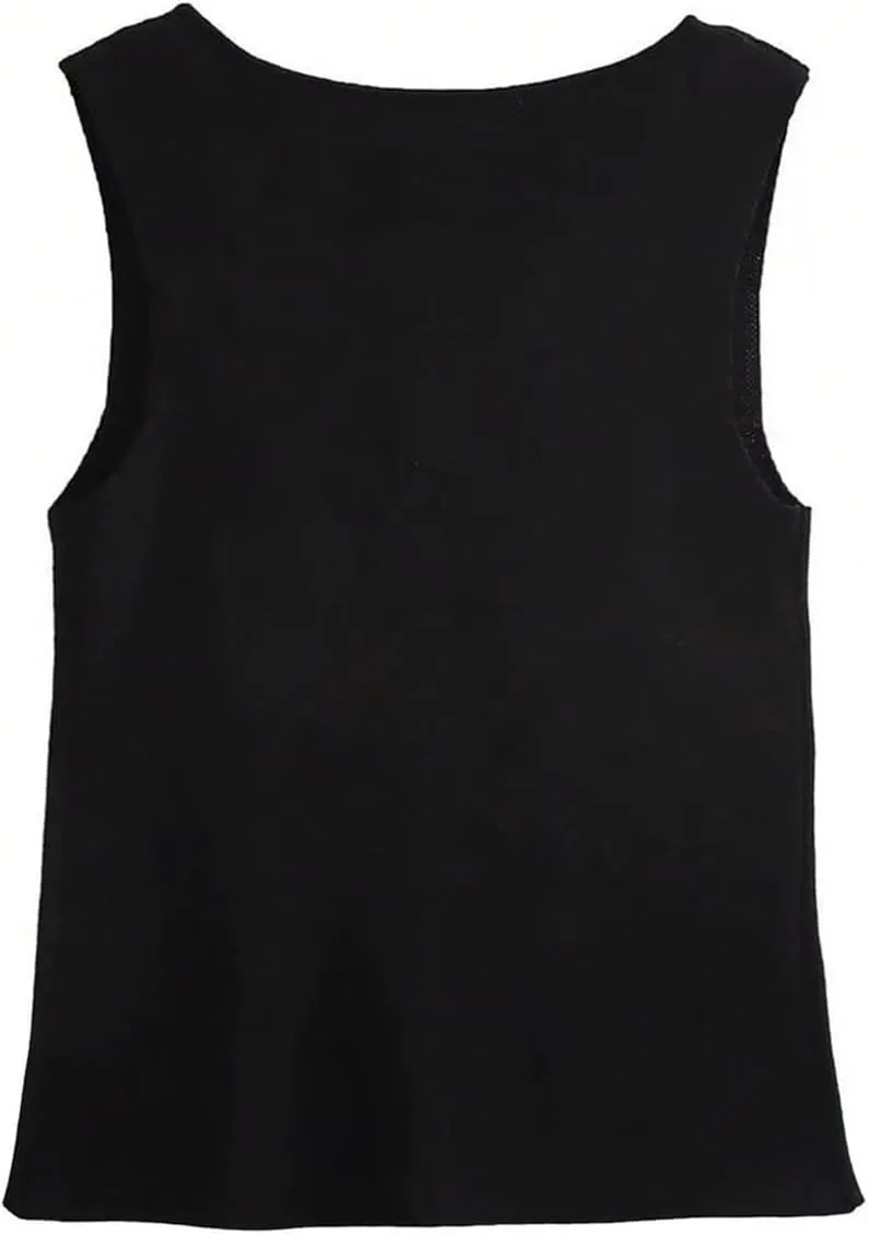 GORGLITTER Women's Sleeveless Metallic Knit Tops Fashion Vest Business Casual Cardigan Western Country Concert Outfits