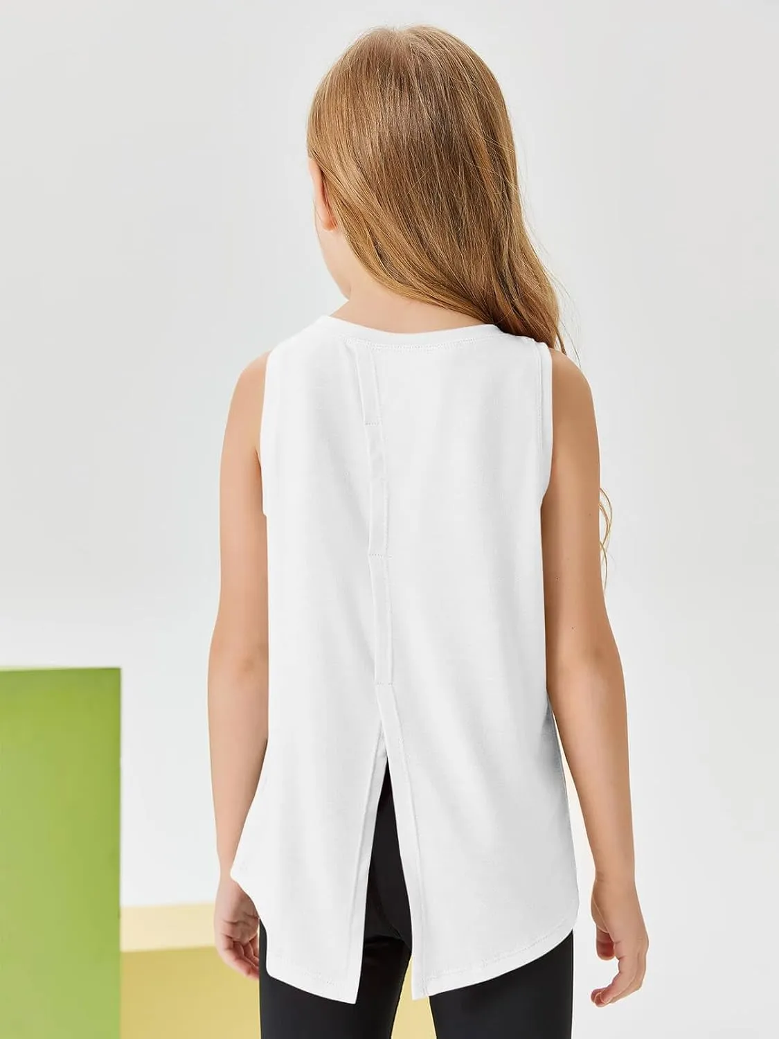Haloumoning Girls Athletic Tank Tops Open Tie Back Sleeveless Workout Running Tennis Sports Shirts 5-14Years