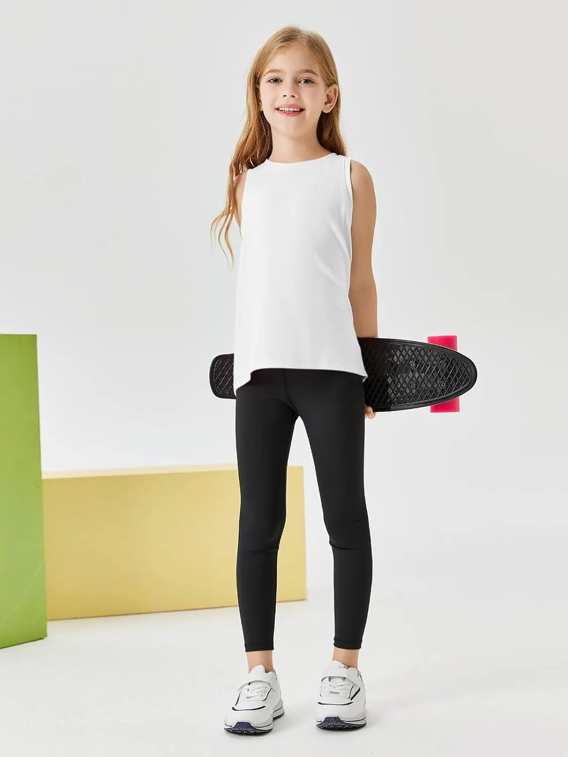 Haloumoning Girls Athletic Tank Tops Open Tie Back Sleeveless Workout Running Tennis Sports Shirts 5-14Years