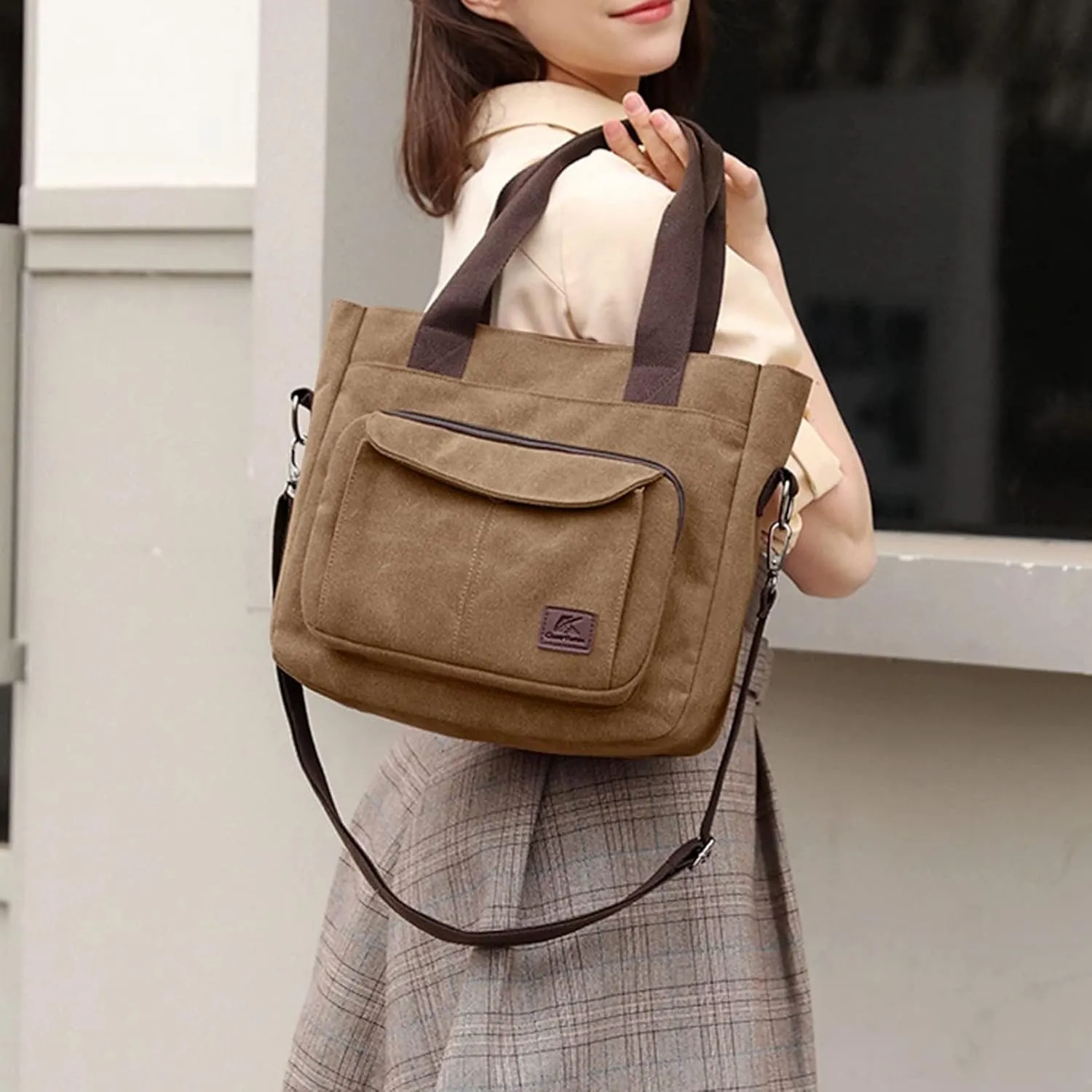 Handbags Women's Canvas Tote Purse Shoulder Crossbody Bag Lightweight Multi-Pocket Work Top Handle Bags