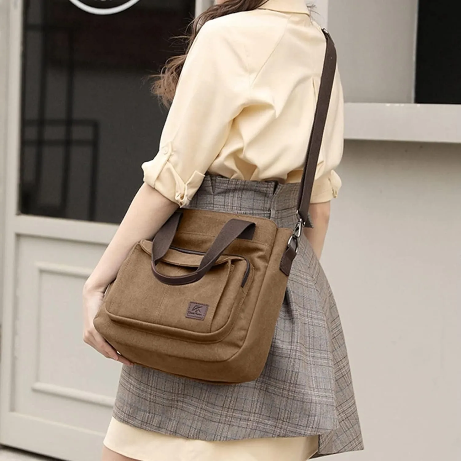 Handbags Women's Canvas Tote Purse Shoulder Crossbody Bag Lightweight Multi-Pocket Work Top Handle Bags