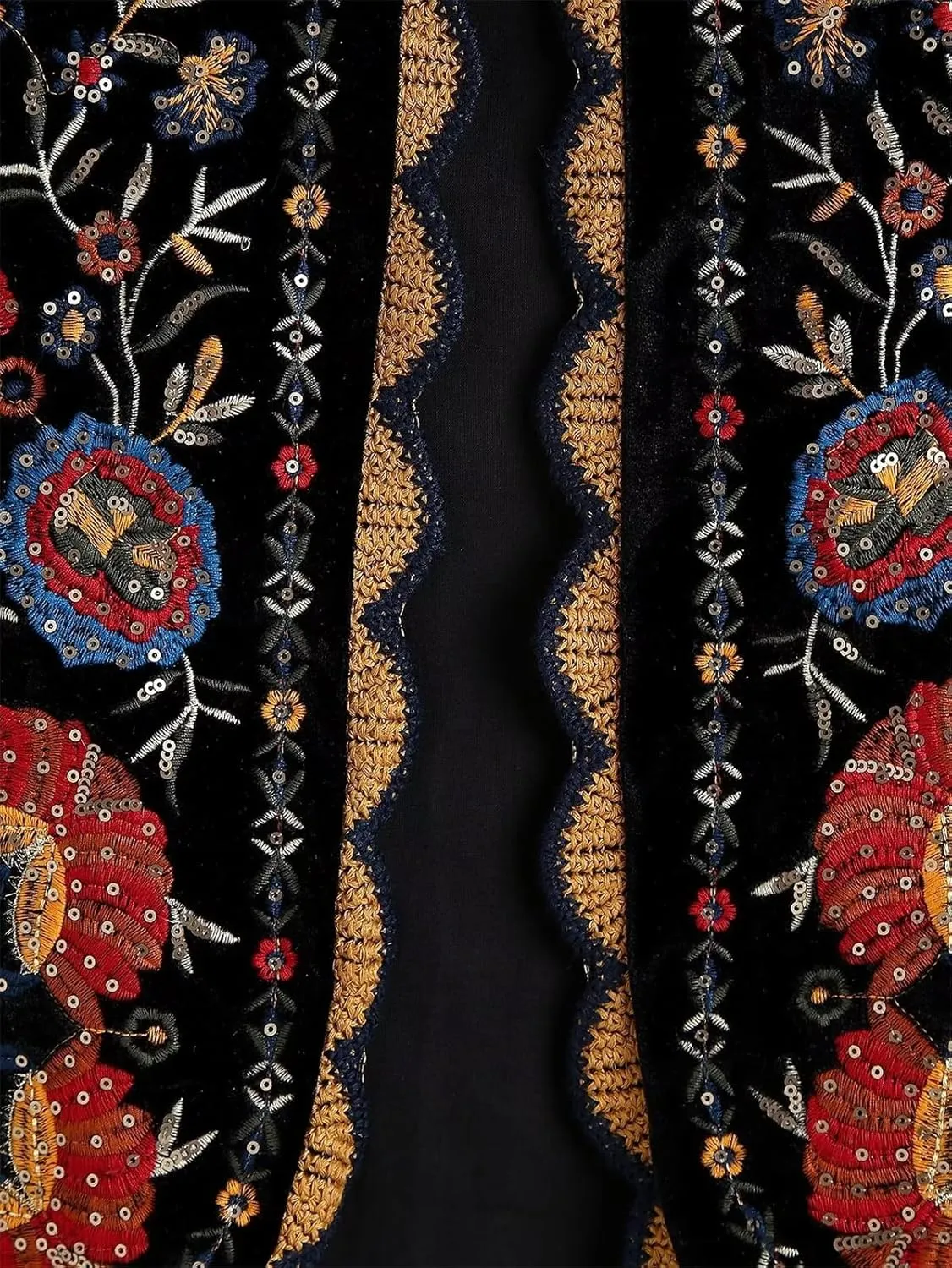 hathne Floral Embroidered Vest for Women Boho Vintage Sleeveless Open Front Cardigan Shirt Waistcoat