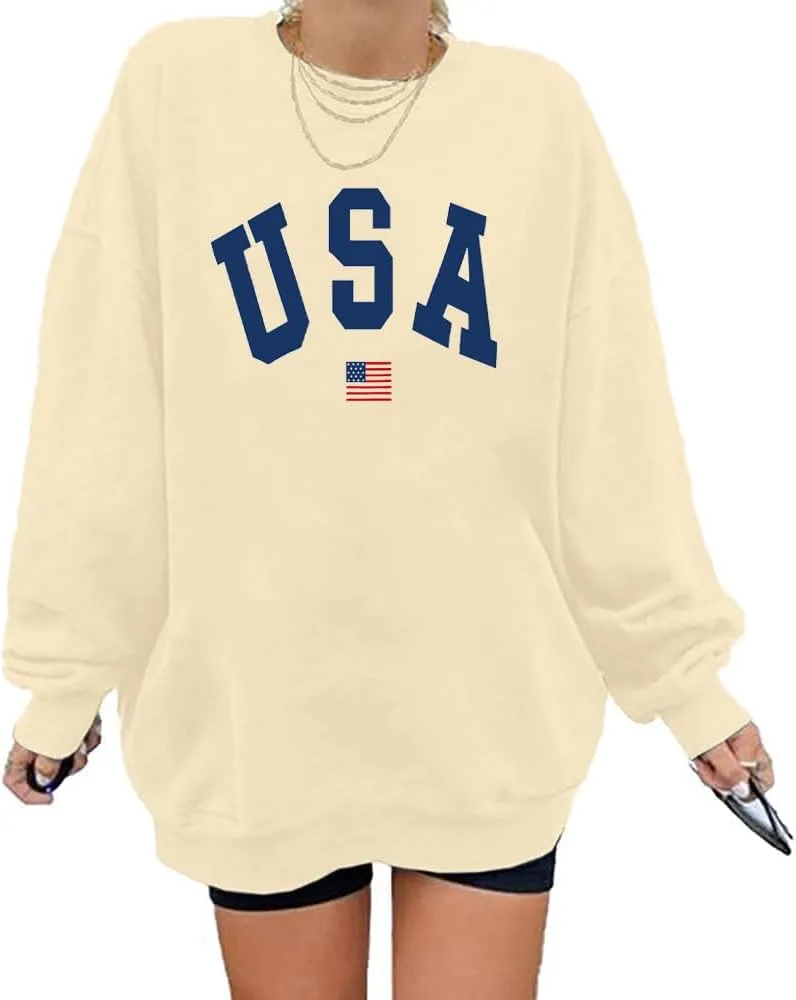 Hilinker Women's Graphic Crewneck Sweatshirts Casual Loose Long Sleeve Pullover Tops