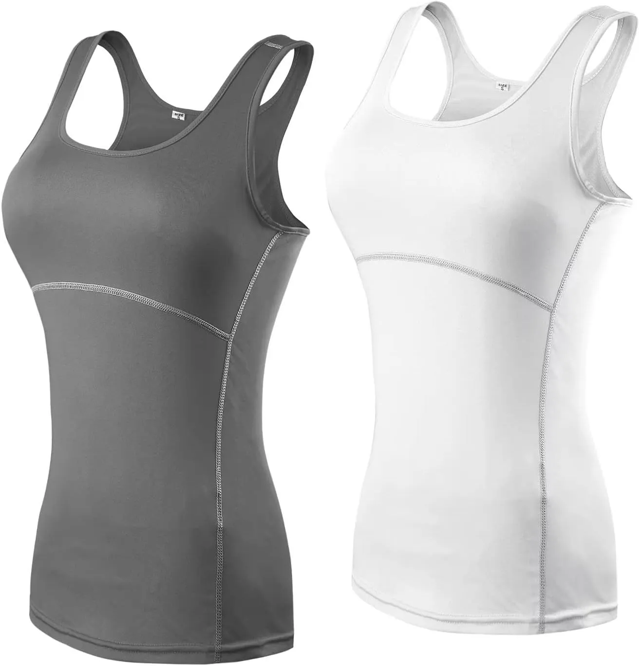 HNVAVQ Workout Tank Tops for Women - Quick Dry Gym Yoga Shirts - Racerback Sport Running Tank Top - 2 Pack