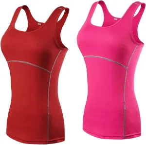 HNVAVQ Workout Tank Tops for Women - Quick Dry Gym Yoga Shirts - Racerback Sport Running Tank Top - 2 Pack