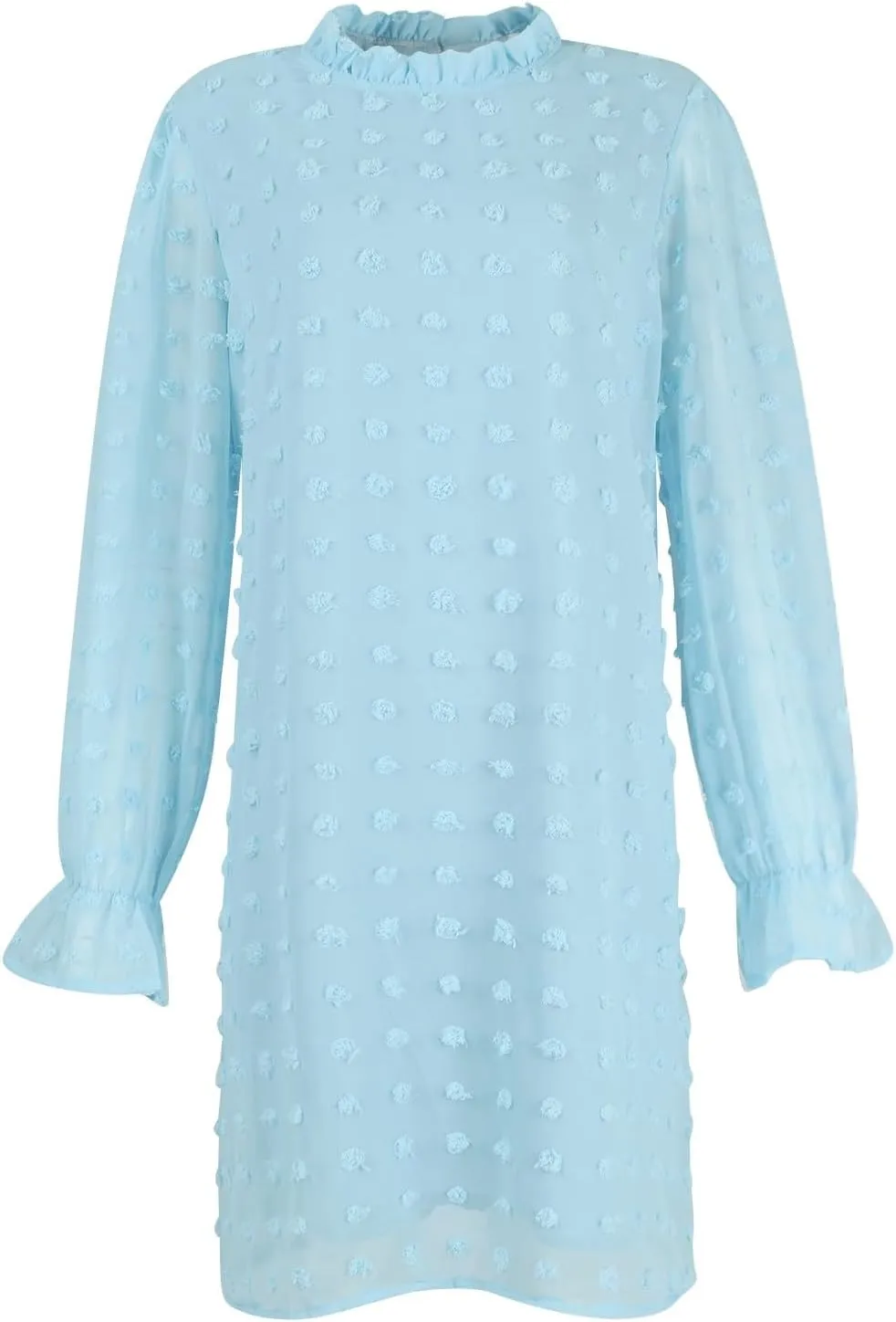 Holiday Dresses for Women Spring Long Sleeve High Neck Swiss Dot Tiered Flowy Tiered Babydoll Shift Mini Dress
