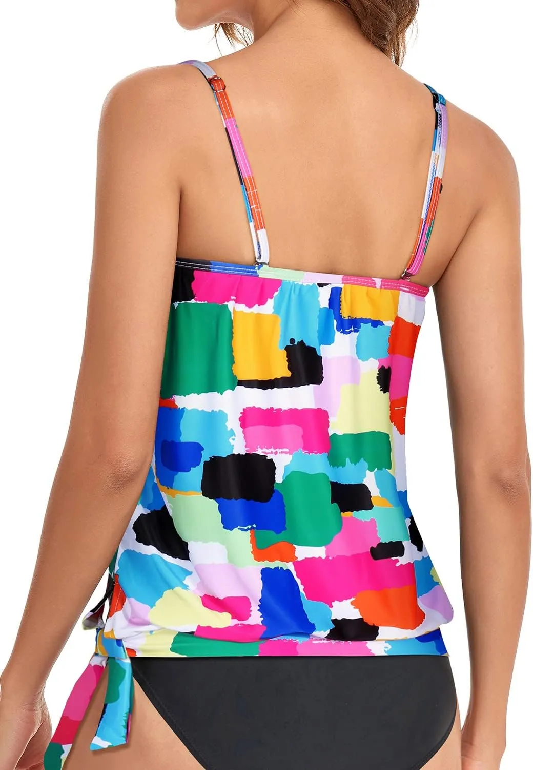Holipick Strapless Tankini Tops for Women Swimwear Top ONLY Bandeau Bathing Suit Blouson Swimsuit No Bottom