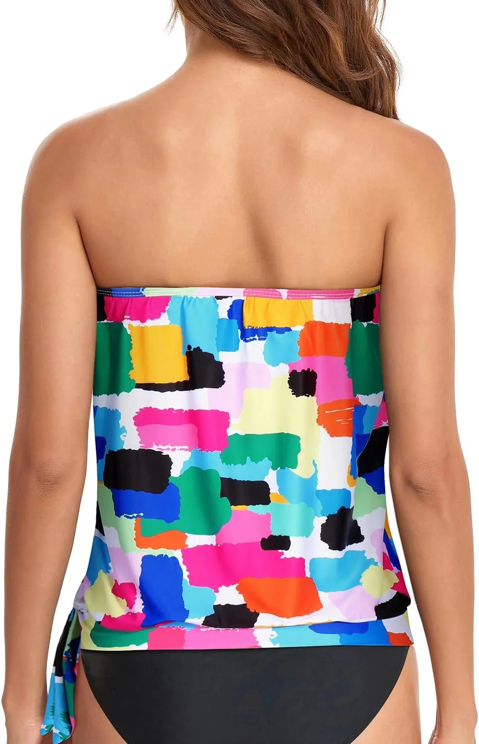 Holipick Strapless Tankini Tops for Women Swimwear Top ONLY Bandeau Bathing Suit Blouson Swimsuit No Bottom