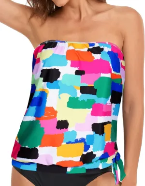 Holipick Strapless Tankini Tops for Women Swimwear Top ONLY Bandeau Bathing Suit Blouson Swimsuit No Bottom