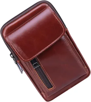 Homoyoyo Man Bag Men's Slim Fanny Pack Key Holder Cowhide Waist Pouch for Travel Hiking School