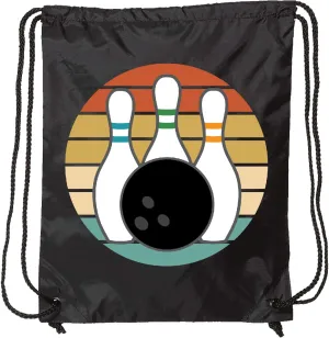 inktastic Bowling Pins Ball Bowler Retro Sunset Drawstring Bag Black 378e6