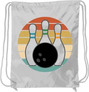 inktastic Bowling Pins Ball Bowler Retro Sunset Drawstring Bag White 378e6