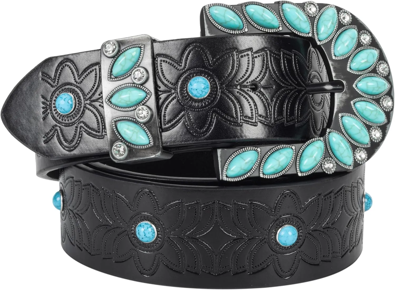 INOGIH Adjustable-Vintage-Western-Cowboy-Belt Women Men - Cowboy-Style Engraved-Buckle Belt for Jeans Pants Dresses