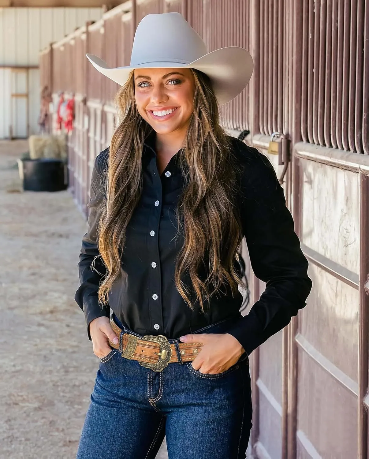 INOGIH Adjustable-Vintage-Western-Cowboy-Belt Women Men - Cowboy-Style Engraved-Buckle Belt for Jeans Pants Dresses