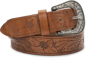 INOGIH Adjustable-Vintage-Western-Cowboy-Belt Women Men - Cowboy-Style Engraved-Buckle Belt for Jeans Pants Dresses
