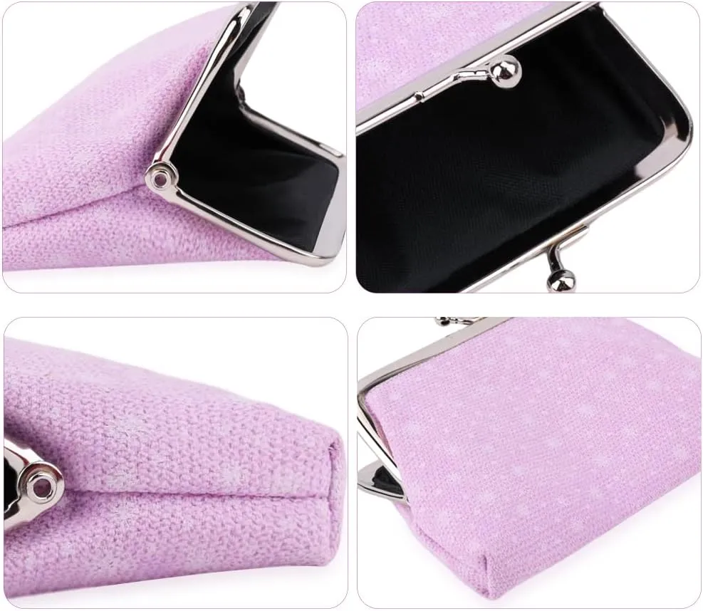 iSuperb 4 pcs Coin Purse Vintage Change Purse Clasp Small Wallet Coin Bag Letter Coin Pouch Buckle Kisslock Coin Case Clutch for Women Evening (Snowflake)