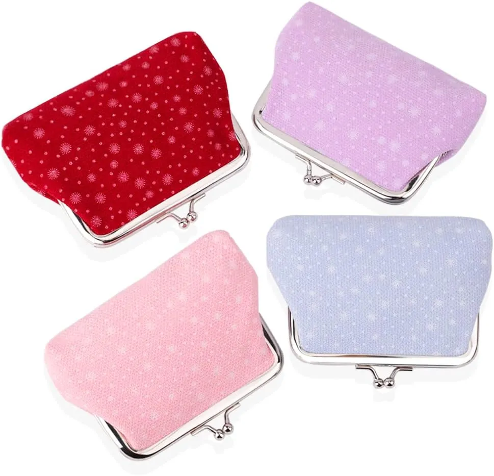 iSuperb 4 pcs Coin Purse Vintage Change Purse Clasp Small Wallet Coin Bag Letter Coin Pouch Buckle Kisslock Coin Case Clutch for Women Evening (Snowflake)