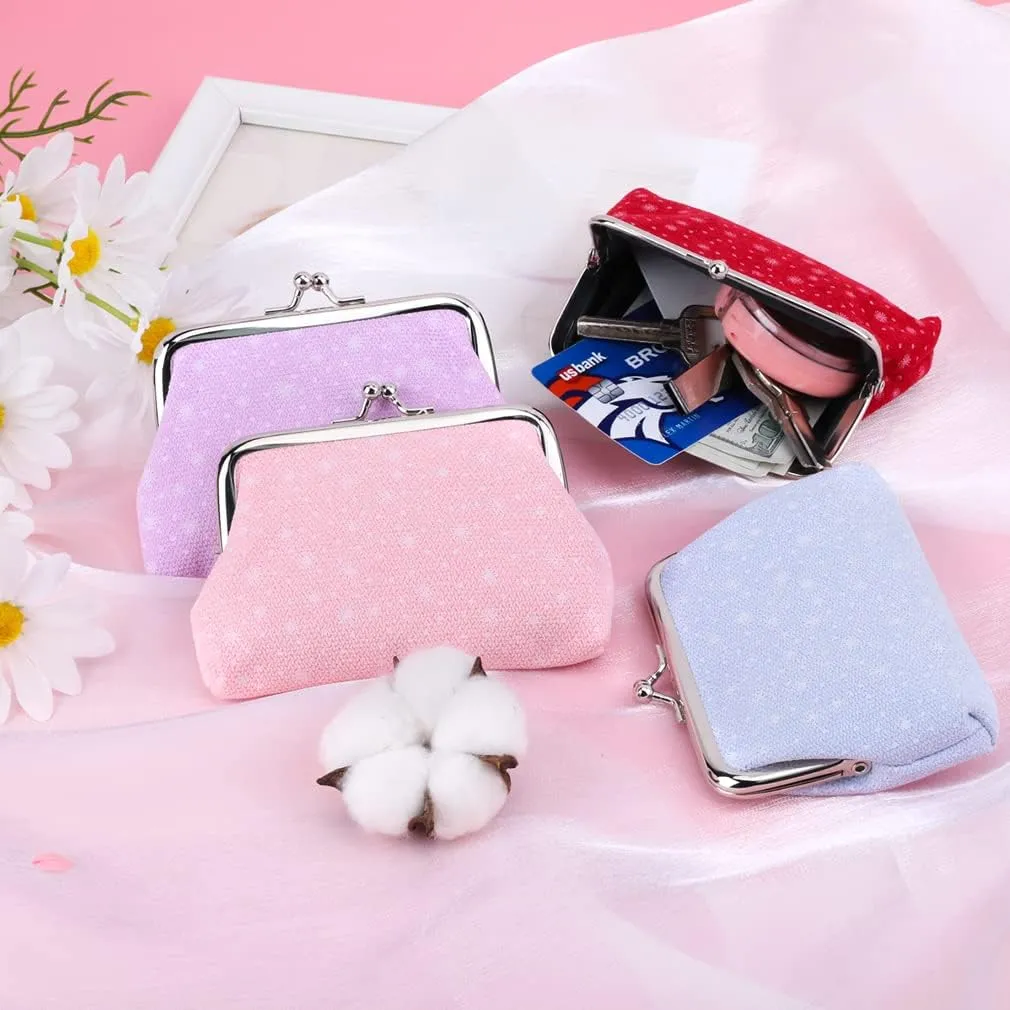 iSuperb 4 pcs Coin Purse Vintage Change Purse Clasp Small Wallet Coin Bag Letter Coin Pouch Buckle Kisslock Coin Case Clutch for Women Evening (Snowflake)