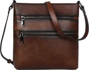 Iswee Leather Shoulder Bag Satchel Mini Bag Cross Body Purses Bag with Multi-pockets