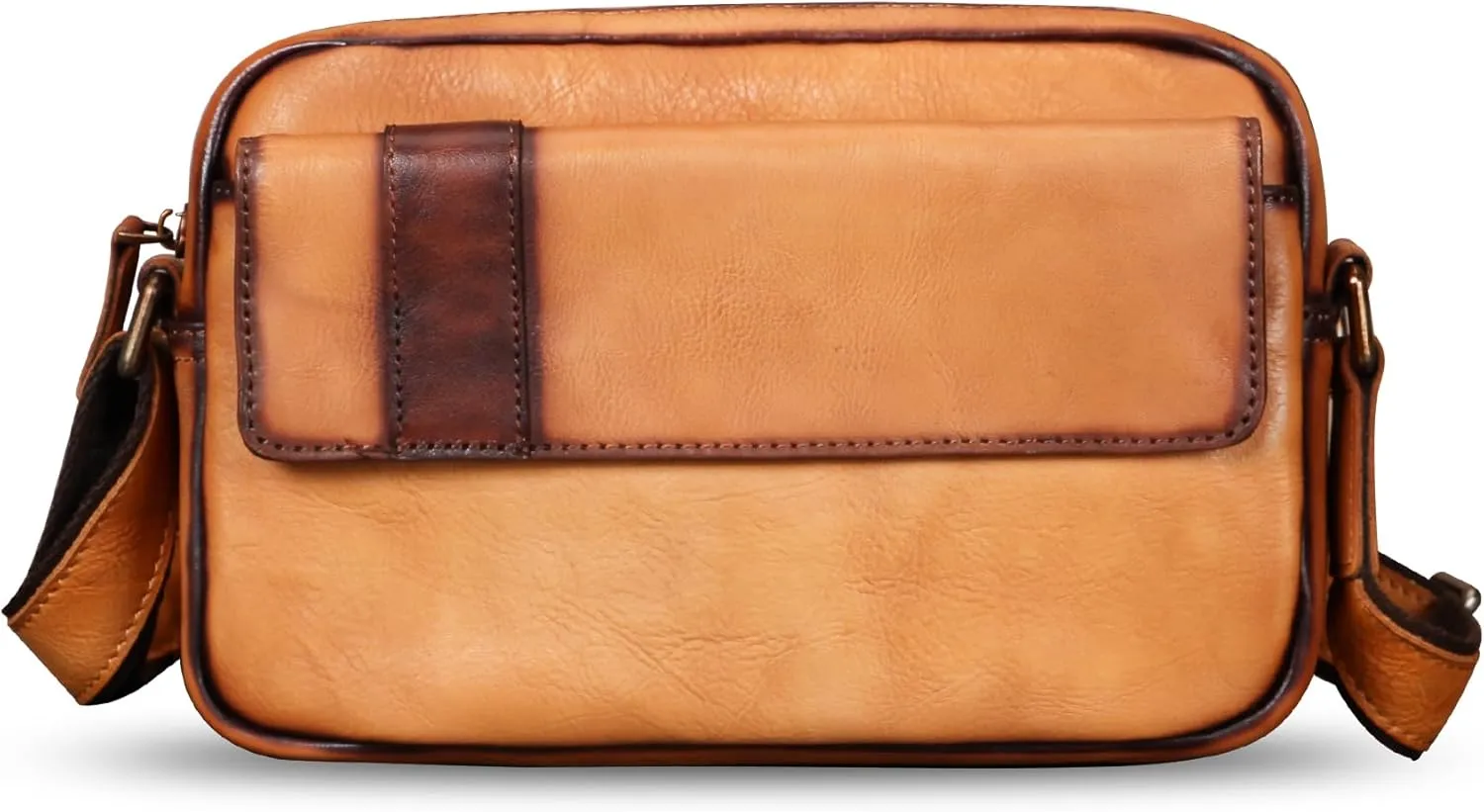 IVTG Genuine Leather Messenger Bag for Men Crossbody Shoulder Bag Casual Sling Daypack Business Work Daily Purse Satchel