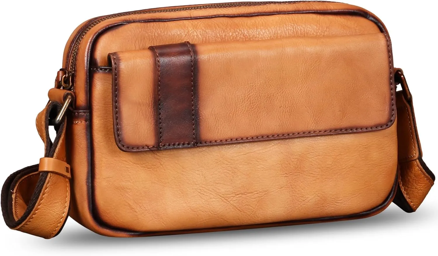 IVTG Genuine Leather Messenger Bag for Men Crossbody Shoulder Bag Casual Sling Daypack Business Work Daily Purse Satchel