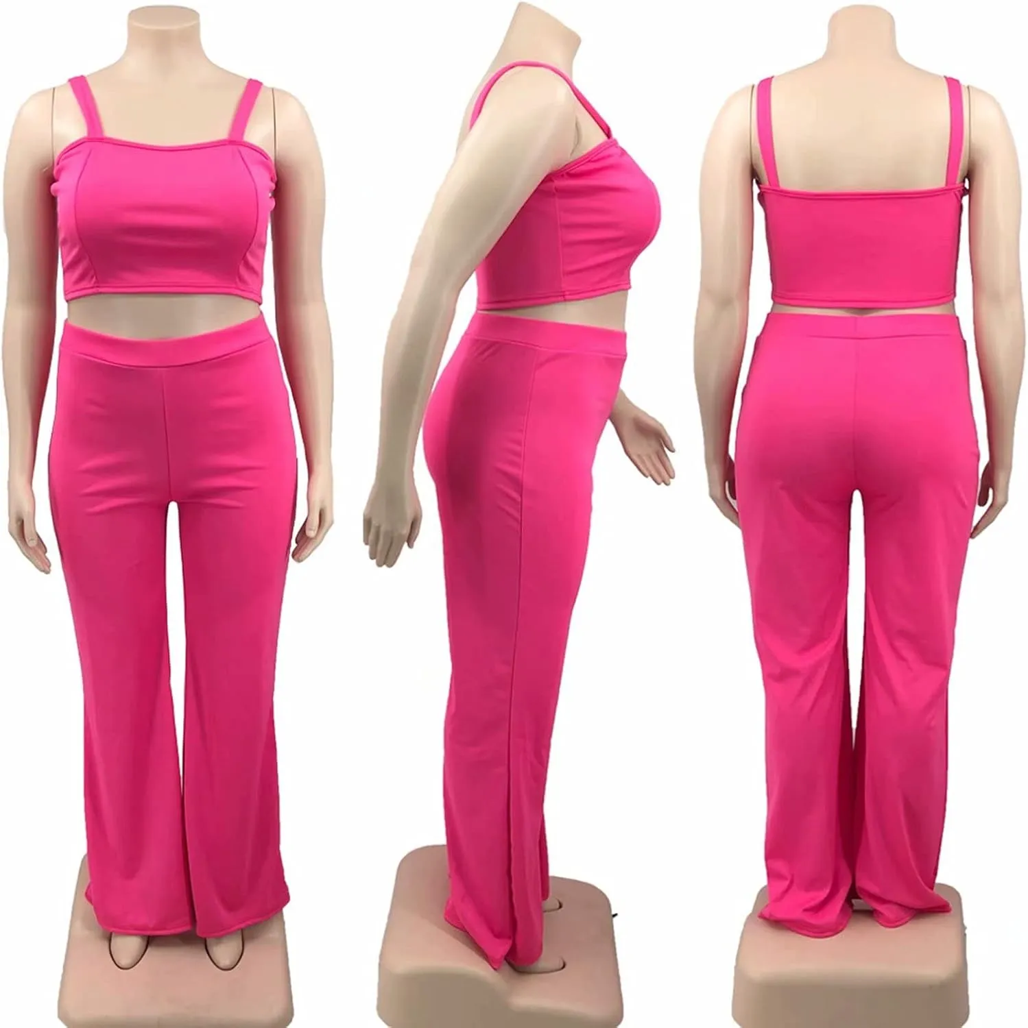 IyMoo Women's Plus Size 3 Piece Sets Outfit Tracksuit Crop Top Blazer Jacket and Wide Leg Long Pants Jumpsuit Romper Suits