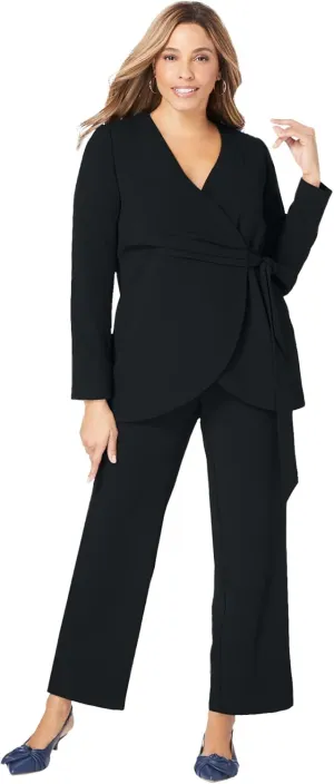 Jessica London Women's Plus Size 2-Piece Faux Wrap Pantsuit