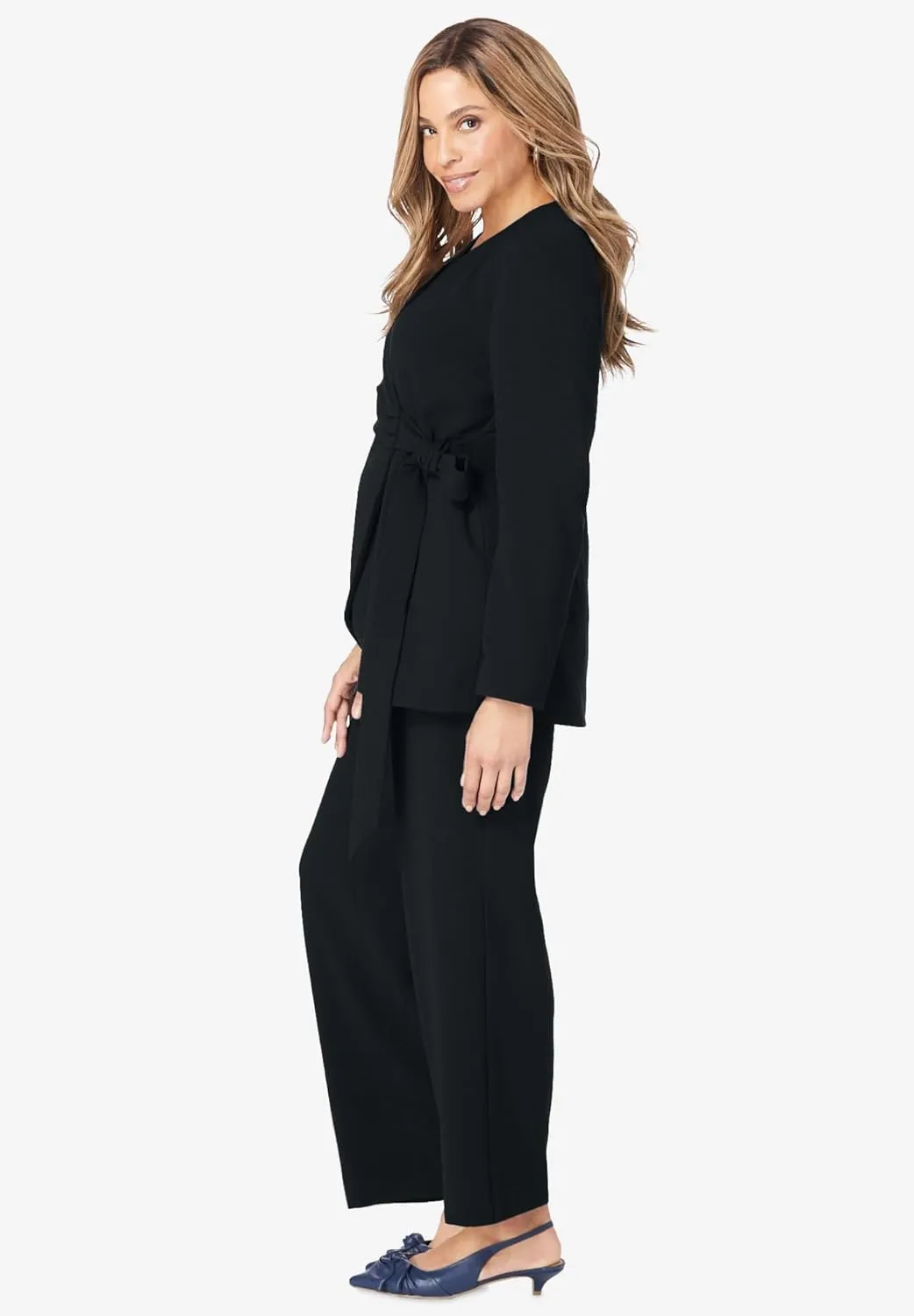 Jessica London Women's Plus Size 2-Piece Faux Wrap Pantsuit