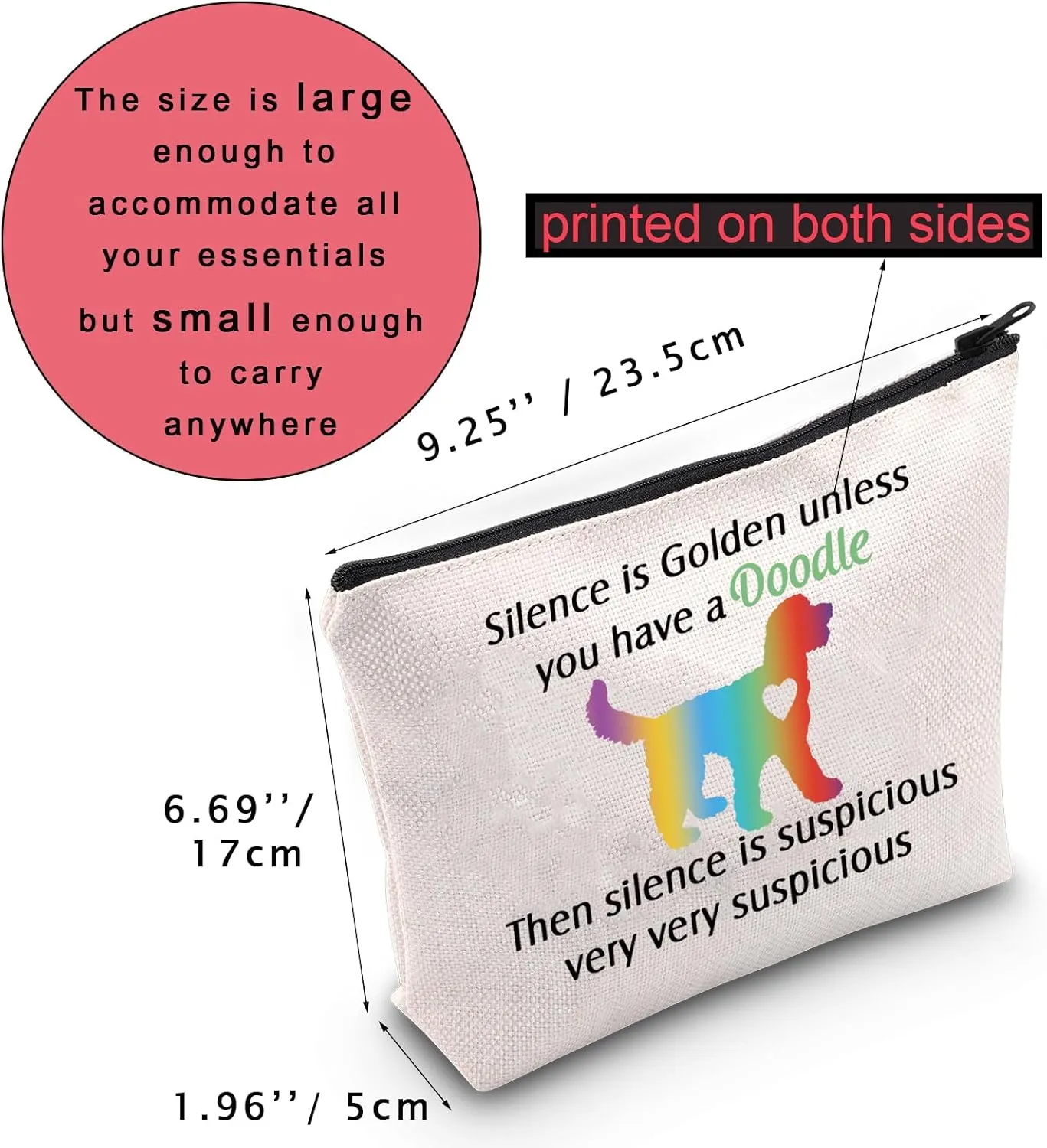 JNIAP Doodle Dog Cosmetic Bag - Golden Doodle Gift For Dog Owners - Makeup Pouch