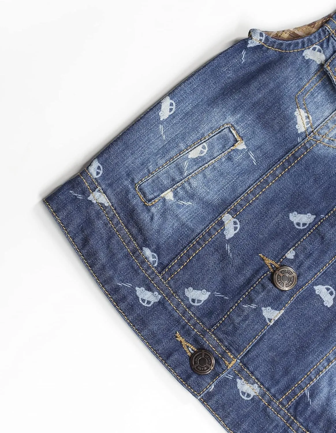 KIDSCOOL SPACE Girl Denim Vest, Round Collared Lace Sleeveless Jeans Tops