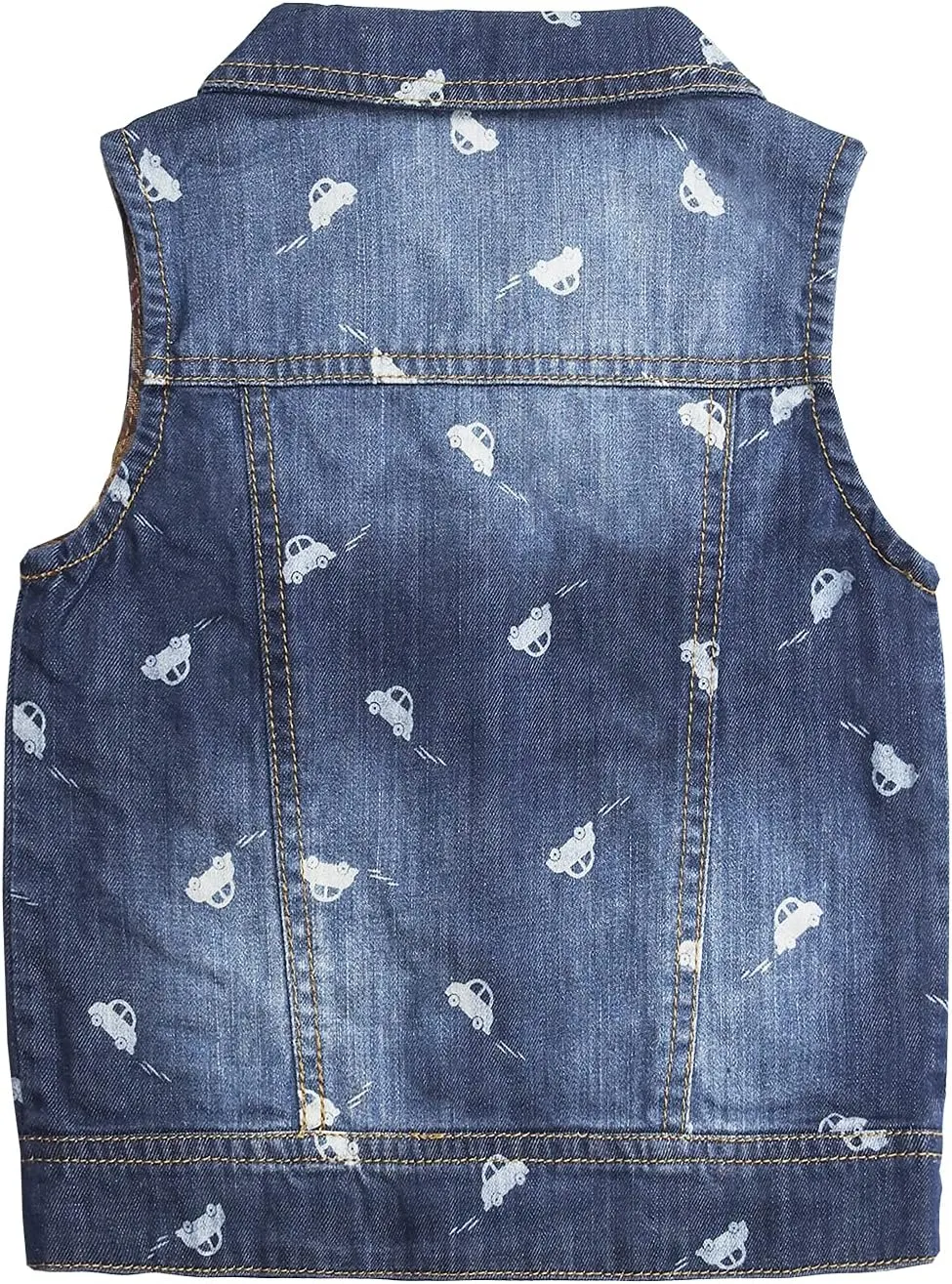 KIDSCOOL SPACE Girl Denim Vest, Round Collared Lace Sleeveless Jeans Tops