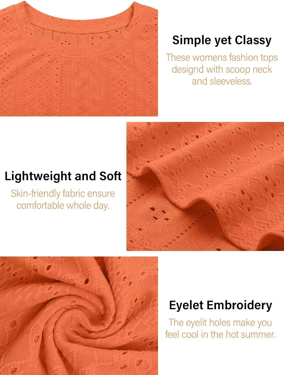 KKJ Womens Tank Tops Eyelet Embroidery Crewneck Sleeveless Going Out Casual Summer Basic Loose Shirts 2025 Fashion Clothes