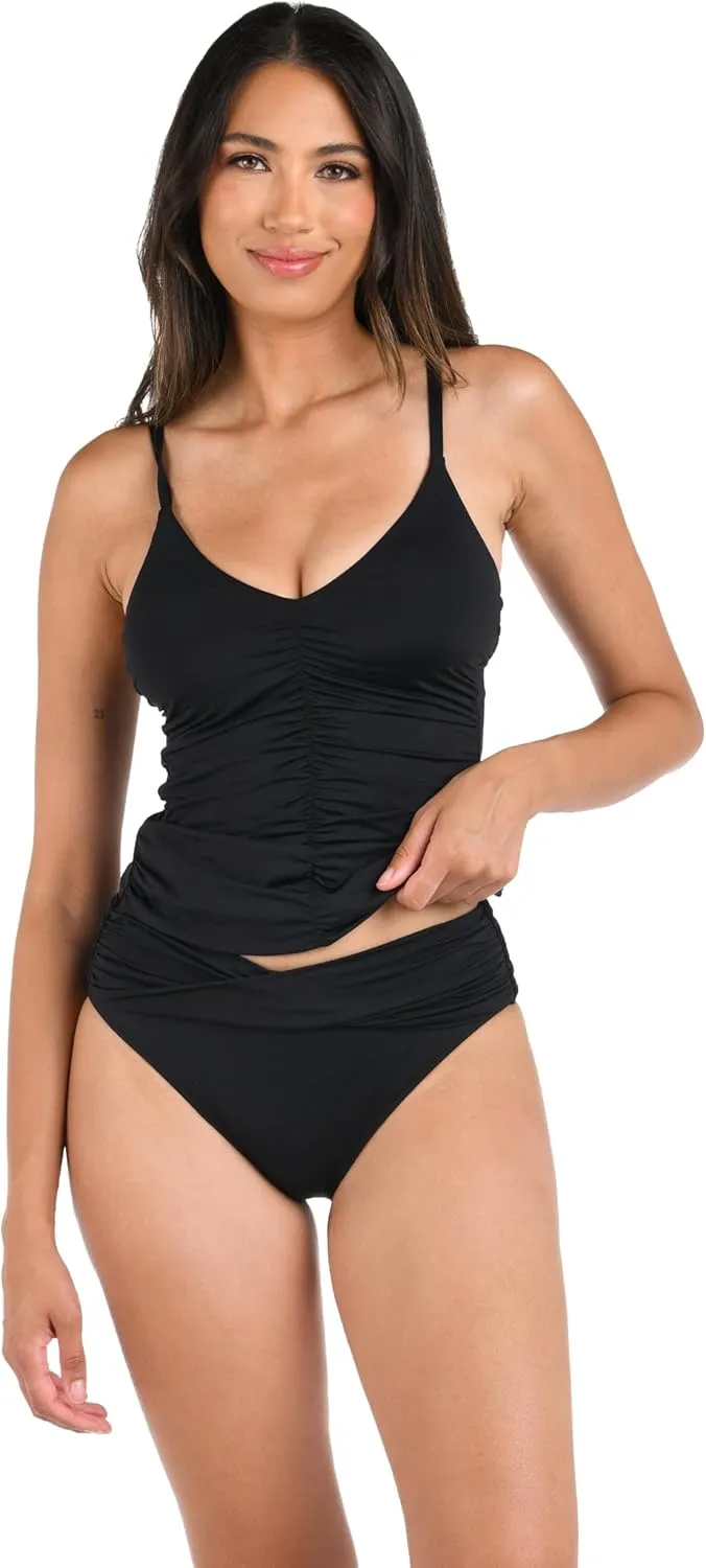 La Blanca Women's Island Goddess Over The Shoulder Tankini Swimsuit Top