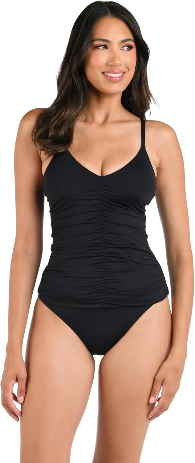 La Blanca Women's Island Goddess Over The Shoulder Tankini Swimsuit Top
