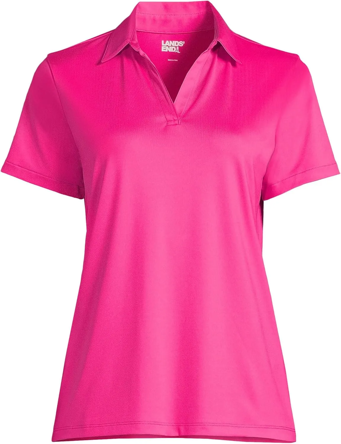 Lands' End Women's Short Sleeve Rapid Dry Sport Neck Polo Shirt