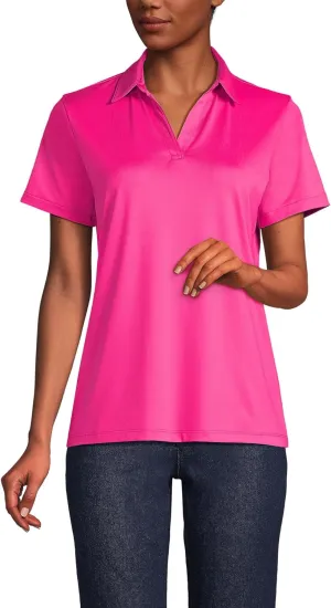 Lands' End Women's Short Sleeve Rapid Dry Sport Neck Polo Shirt
