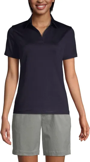 Lands' End Women's Short Sleeve Rapid Dry Sport Neck Polo Shirt