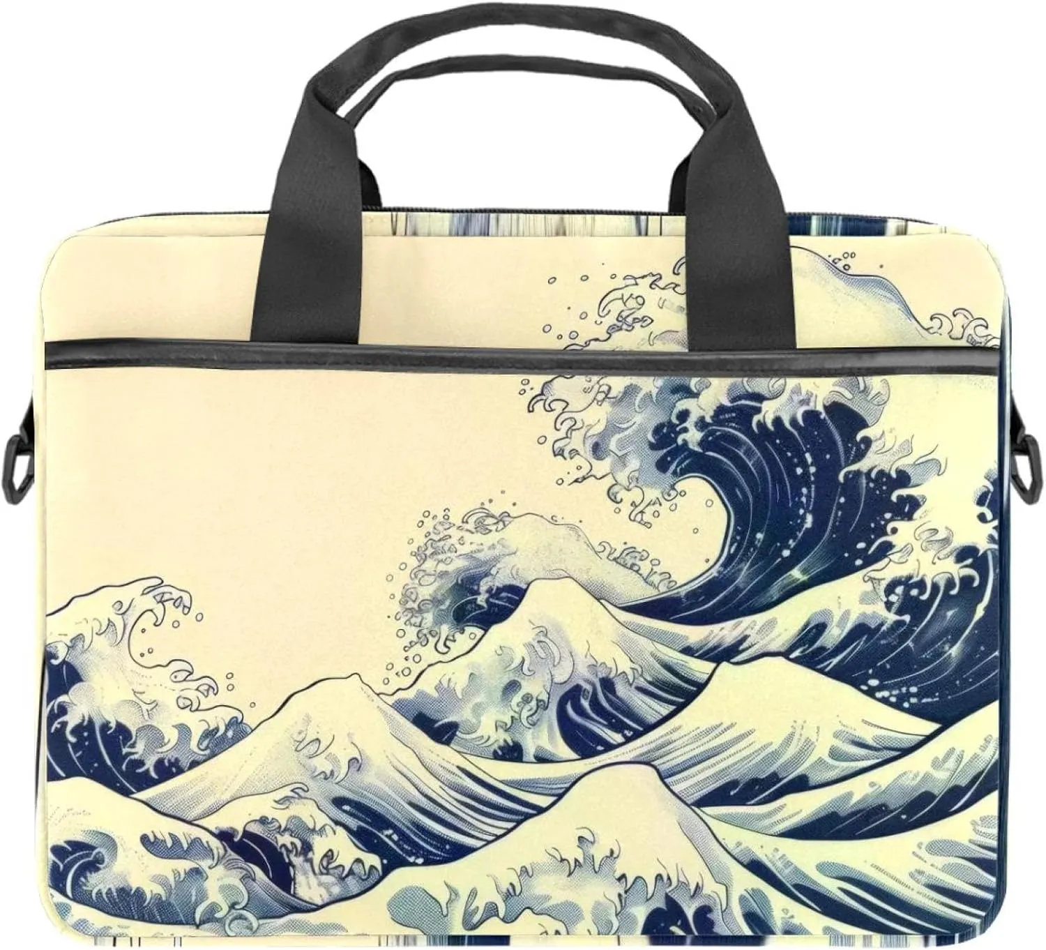 Laptop Bag Messenger Sleeve Ocean Waves Retro Style Portable Tote Laptop Case Work Business Bag