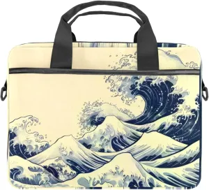 Laptop Bag Messenger Sleeve Ocean Waves Retro Style Portable Tote Laptop Case Work Business Bag